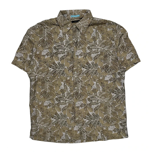 Liz Claiborne Short Sleeve Shirt - Large Beige Cotton