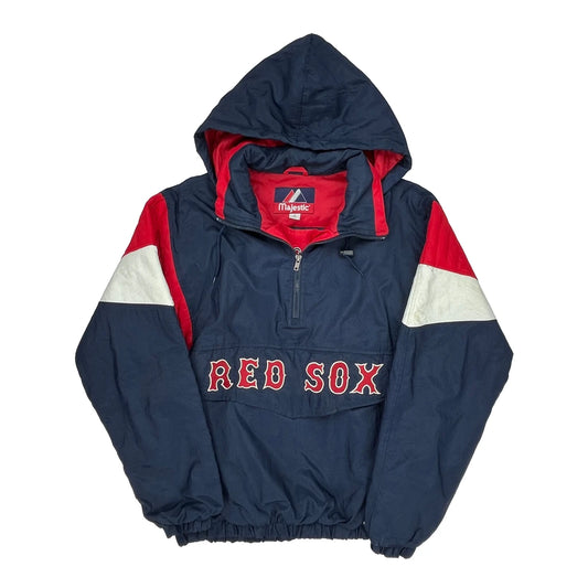Red Sox Majestic Spellout Windbreaker - Medium Navy Polyester