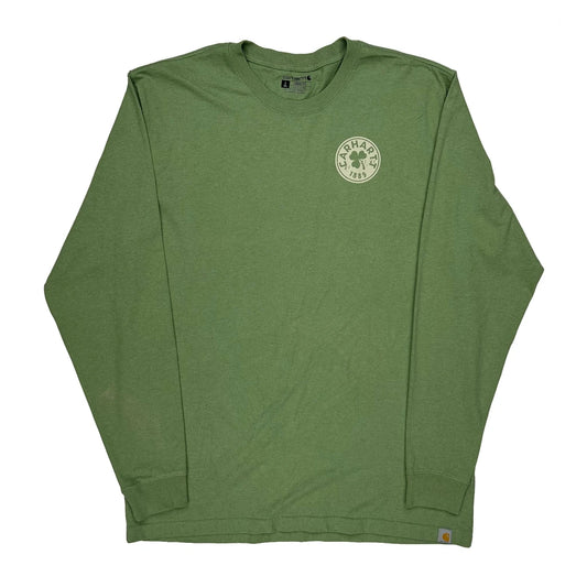 Carhartt Tall Long Sleeve T-Shirt - Large Green Cotton