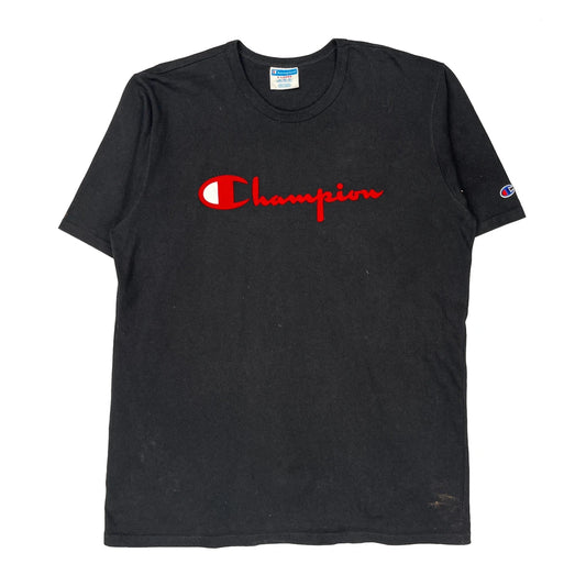 Champion Spellout T-Shirt - XL Black Cotton