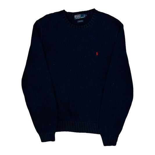 Polo By Ralph Lauren Chunky Knit Jumper - Large Navy Cotton