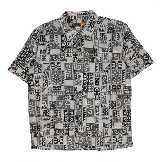 Quiksilver Hawaiian Shirt - Large Black & White Cotton