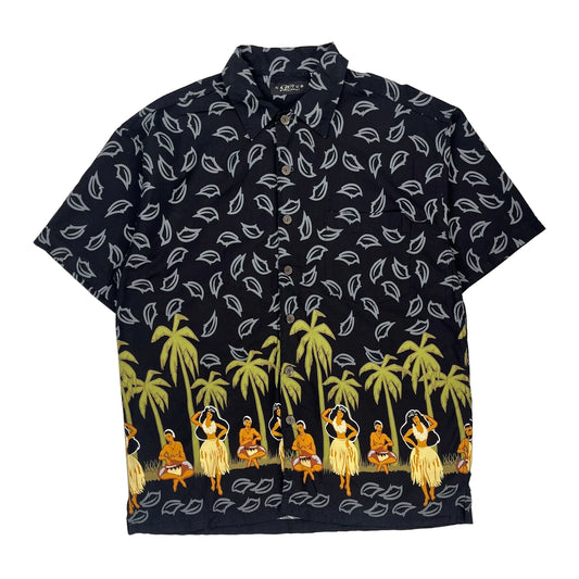 Cactus Hawaiian Shirt - Large Black Cotton Blend