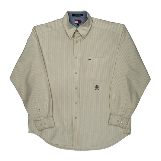 Tommy Hilfiger Striped Shirt - Medium Cream Cotton