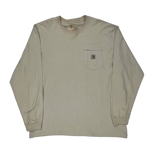 Carhartt Tall Long Sleeve T-Shirt - XL Beige Cotton