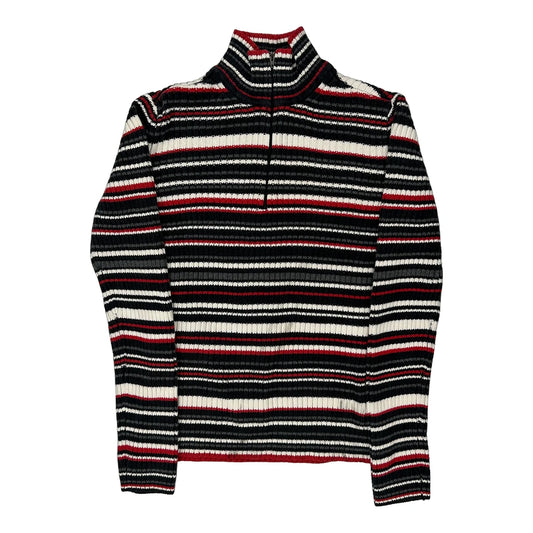 Tommy Hilfiger Striped 1/4 Zip - Small Black Cotton Blend