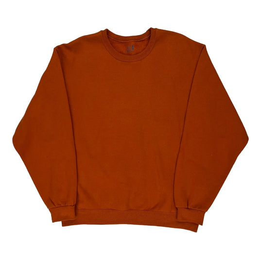 Fruit Of The Loom Sweatshirt - Large Orange Cotton