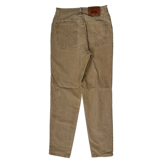 Vintage Levis Skinny Cord Trousers - 26W UK 4 Beige Corduroy
