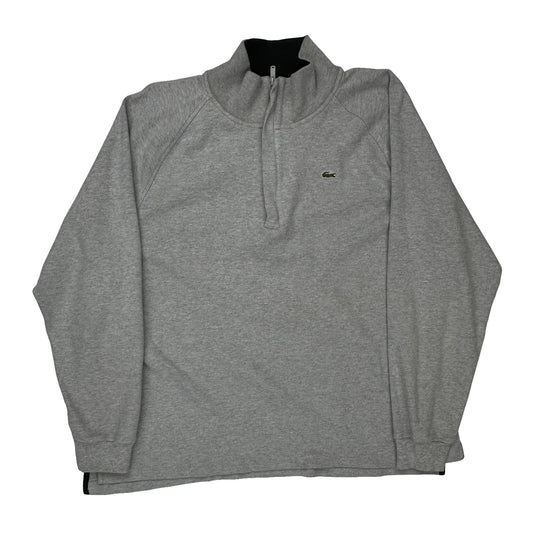 Lacoste 1/4 Zip - 2XL Grey Cotton