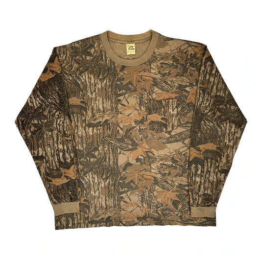 Made In USA Duxbak Camo Long Sleeve T-Shirt - XL Brown Cotton Blend
