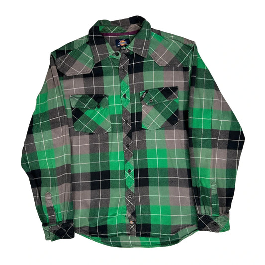 Vintage Dickies Checked Flannel Shirt - XL Green Cotton