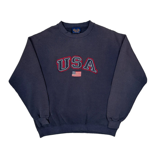 USA Ncc College Sweatshirt - Medium Navy Cotton