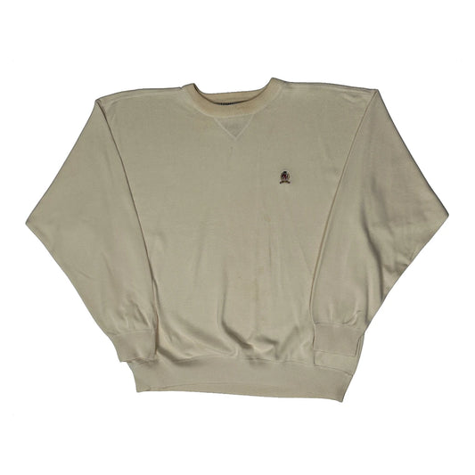 Vintage Tommy Hilfiger Jumper - Large Beige Cotton