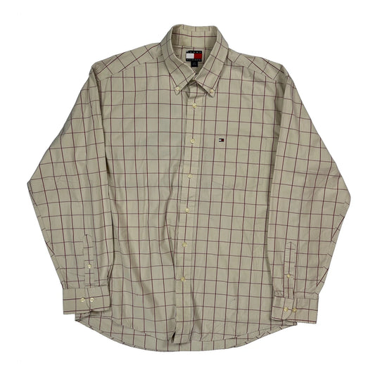 Tommy Hilfiger Checked Shirt - Large Beige Cotton