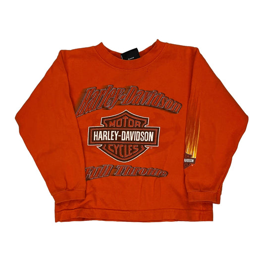 Age 5 Harley Davidson Graphic Long Sleeve T-Shirt - Small Orange Cotton