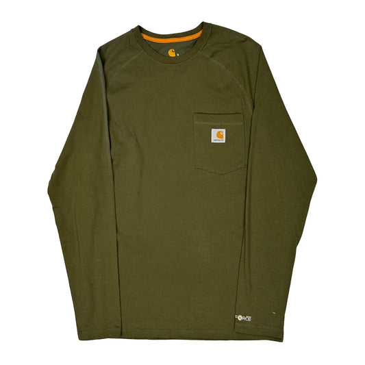 Carhartt Long Sleeve T-Shirt - Small Green Cotton