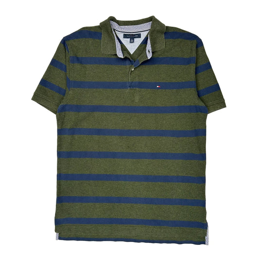 Tommy Hilfiger Striped Polo Shirt - XL Green Cotton Blend