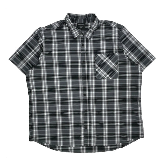 Motorcycles Harley Davidson Checked Short Sleeve Shirt - 2XL Black Cotton