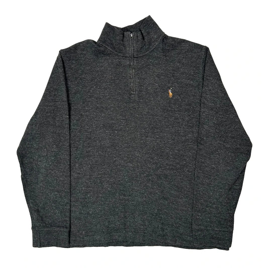 Polo By Ralph Lauren 1/4 Zip - Large Grey Cotton Blend
