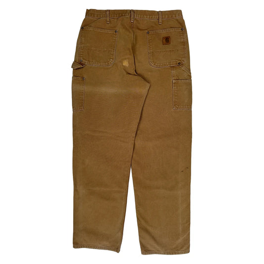 Original Dungaree Fit Carhartt Double Knee Carpenter Trousers - 36W 30L Brown Cotton