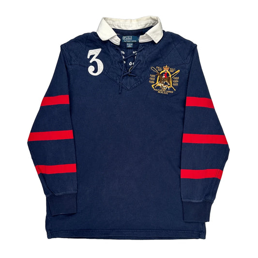 Polo By Ralph Lauren Crest Rugby Shirt - Large Red Cotton