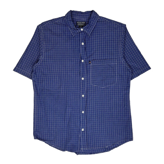 Polo By Ralph Lauren Checked Short Sleeve Shirt - Large Blue Cotton