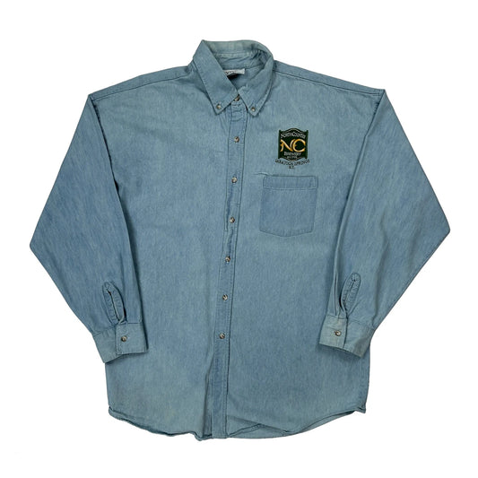North Country Embroidery Crystal Made In USA Denim Shirt - Large Blue Cotton
