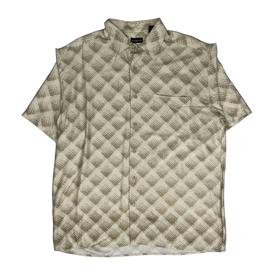 Vintage George Checked Short Sleeve Shirt - Large Beige Viscose