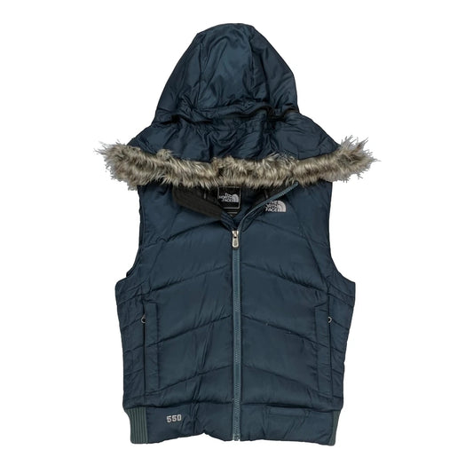 Vintage 550 Fill The North Face Hooded Puffer Vest - Small Blue Polyester