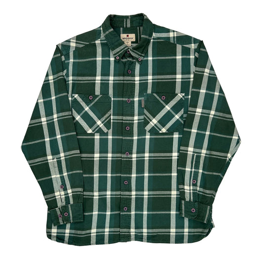 Vintage Woolrich Checked Flannel Shirt - Large Green Cotton