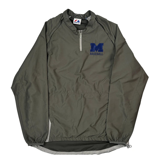 Baseball Majestic Windbreaker - Large Grey Polyester
