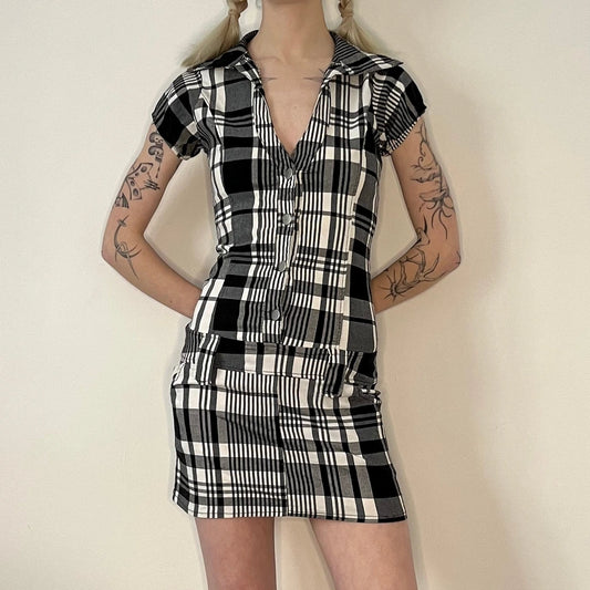 Vintage black & white Unbranded Mini Dress - womens x-small