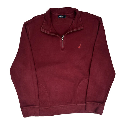 Nautica 1/4 Zip - XL Burgundy Cotton Blend
