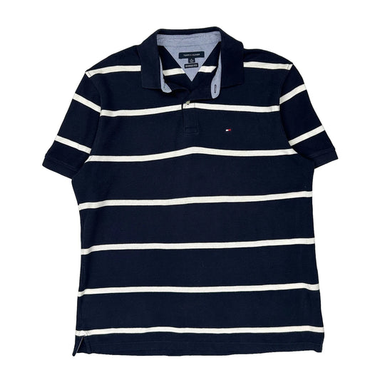 Tommy Hilfiger Striped Polo Shirt - XL White Cotton