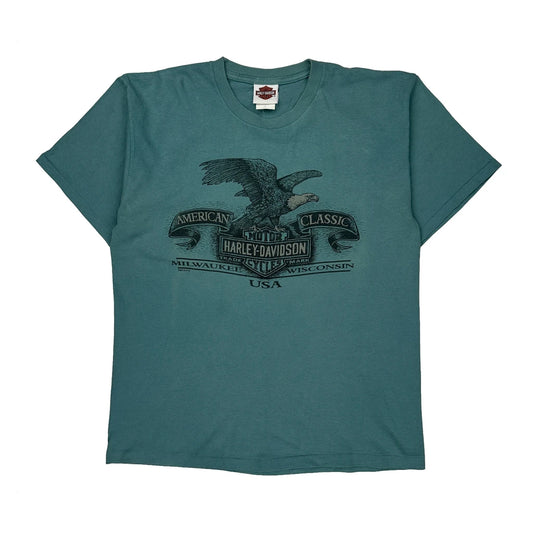Vintage Chester'S Harley-Davidson Harley Davidson Graphic T-Shirt - Large Green Cotton