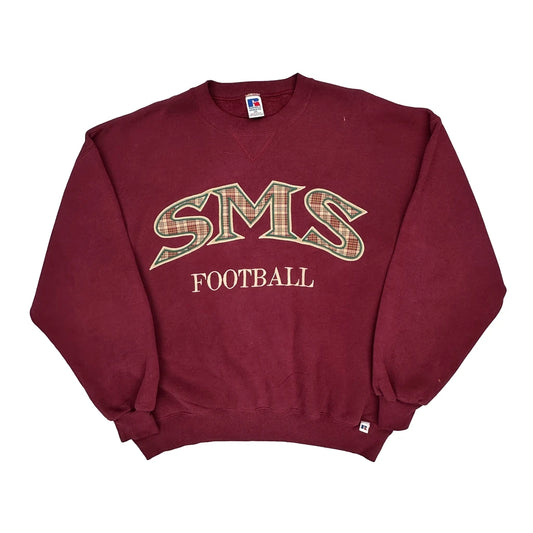 Vintage Made In USA Russell Athletic Sms Football Sweatshirt - 2XL Burgundy Cotton