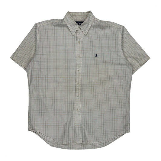 Blake Shirt Ralph Lauren Checked Short Sleeve Shirt - Large White Cotton