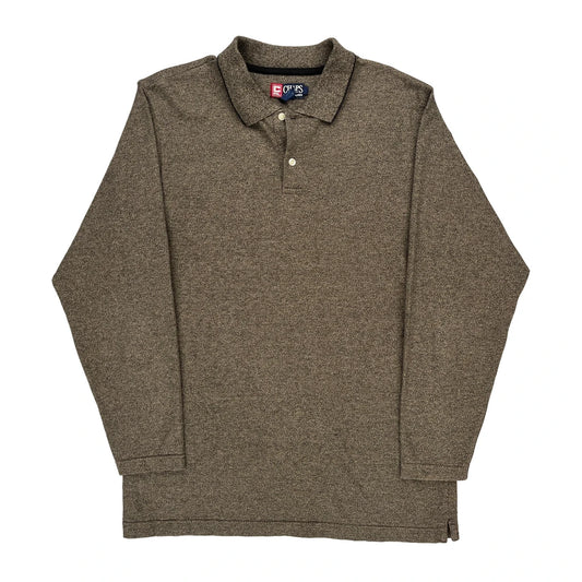 Chaps Ralph Lauren Long Sleeve Polo Shirt - Large Brown Cotton Blend