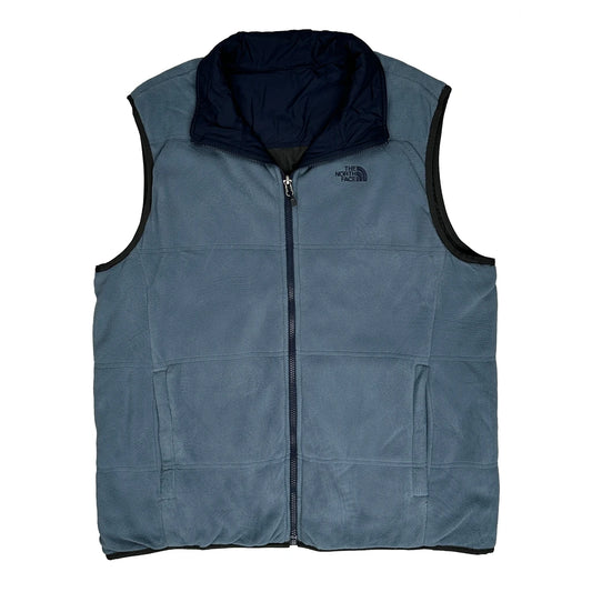 Fleece-Lined The North Face Gilet - Large Blue Polyester