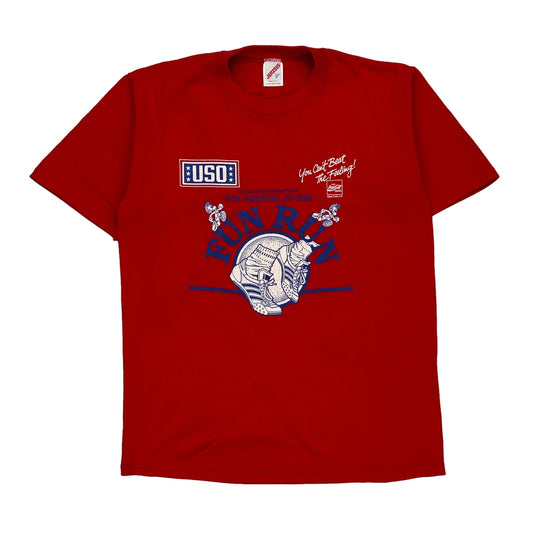 USo Fun Run Jerzees Single Stitch T-Shirt - Large Red Cotton Blend