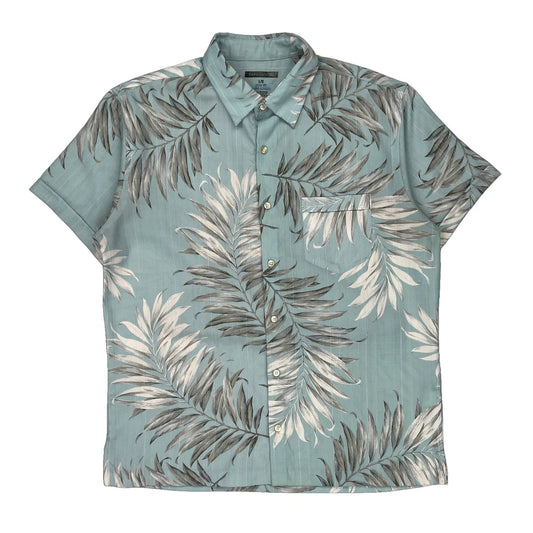 Van Heusen Floral Hawaiian Shirt - Large Blue Polyester