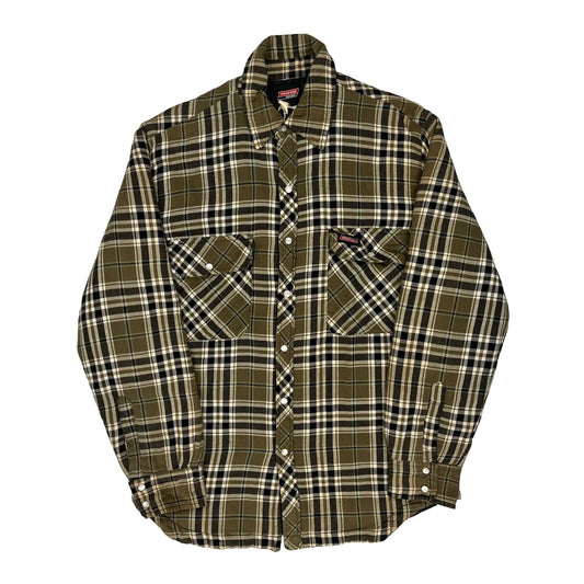 Dickies Checked Flannel Shirt - Small Khaki Cotton