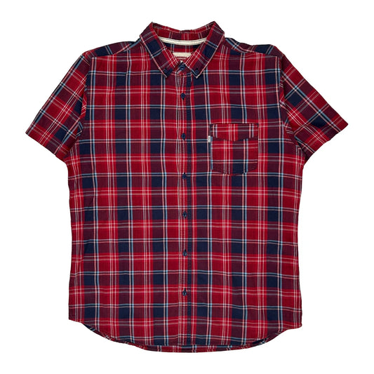 Levis Checked Short Sleeve Shirt - Large Red Cotton