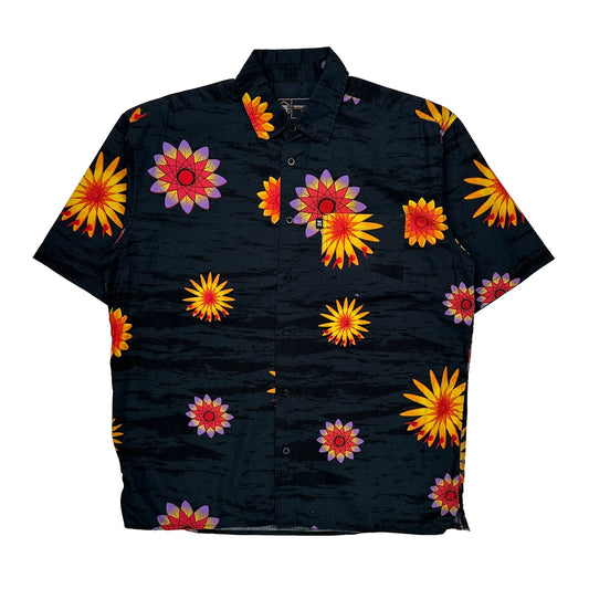 West Forty Nine Floral Hawaiian Shirt - Large Black Cotton