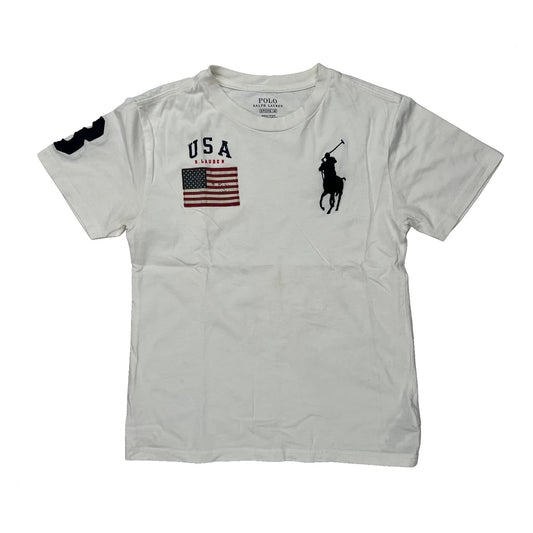 USA, Age 6-7 Polo By Ralph Lauren Graphic T-Shirt - Small White Cotton