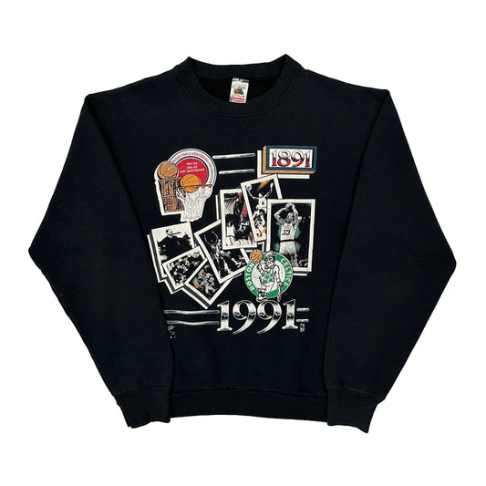 Made In USA 1991 Boston Celtics Fruit Of The Loom Nba Sweatshirt - Large Black Cotton Blend