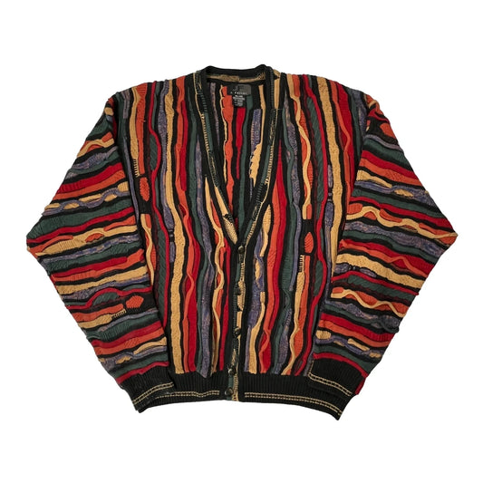 J. Ferrar Striped Cardigan - 2XL Multicoloured Cotton Blend