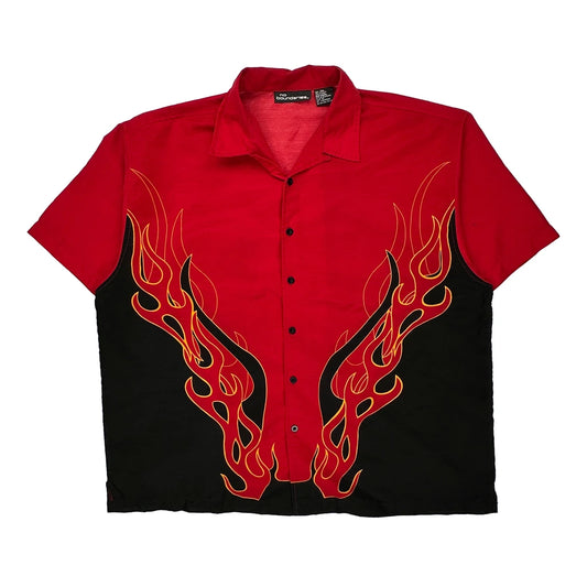 No Boundaries Graphic Hawaiian Shirt - 2XL Black Polyester