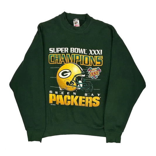 Made In USA Green Bay Packers Fruit Of The Loom Nfl Sweatshirt - Large Green Cotton