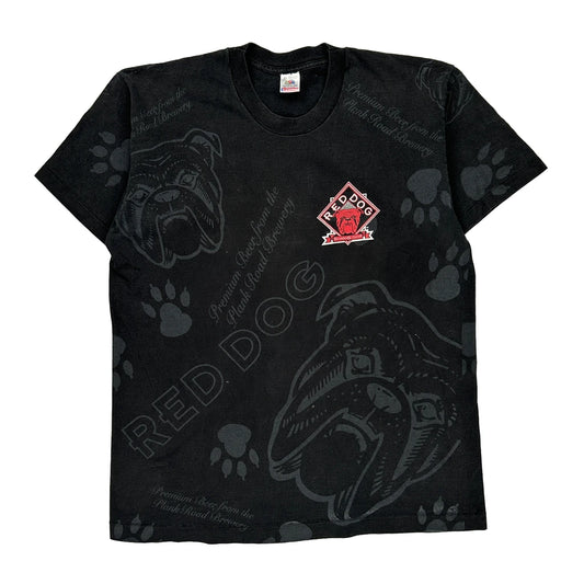 Red Dog Fruit Of The Loom Single Stitch T-Shirt - XL Black Cotton